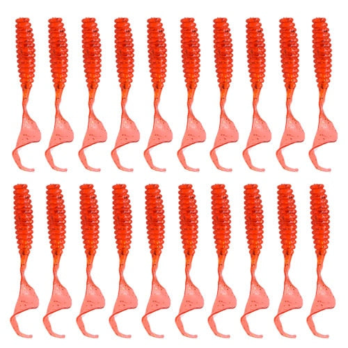 6cm 20pcs grub lure bait soft rubber silica worm lure fishing tackle for seawater and freshwater