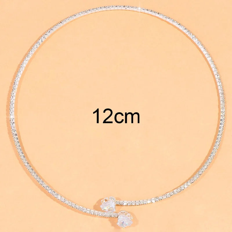 Fashion Rhinestone Heart Collar Choker Necklace For Women Simple Open Collar Golden Necklace For Women Choker Necklace Jewelry