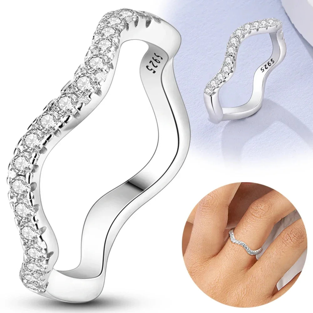 925 Sterling Silver Rings Stackable Colored Zircon Sun Moon Star Center for Women Original Silver 925 Wedding Ring Jewelry Gift