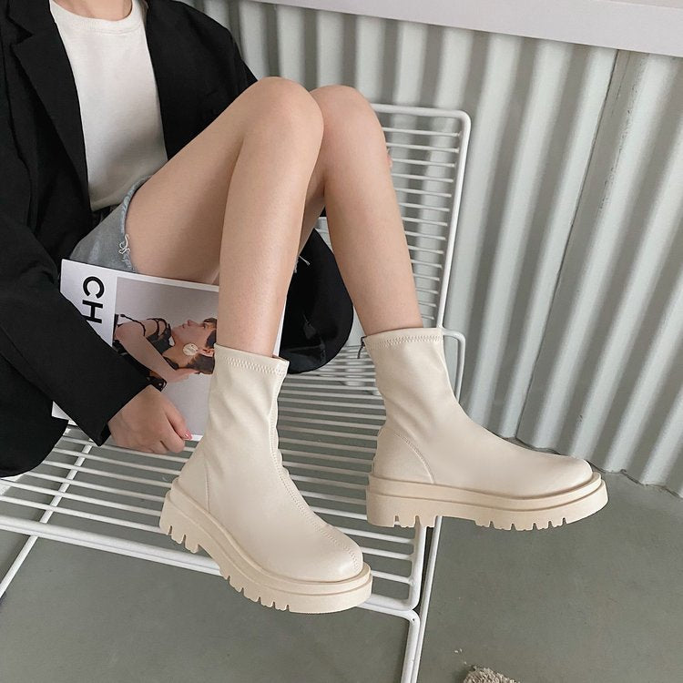 Women Soft Sole Thick Heel Zip Chimney Boots - Snapitonline