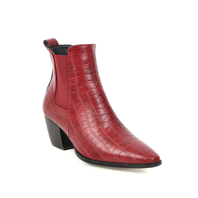 Pointy stone-lined ankle boots - Snapitonline
