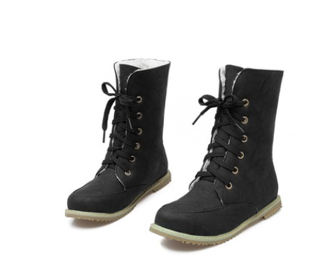 New two-piece boots round head flat with large size women's boots - Snapitonline