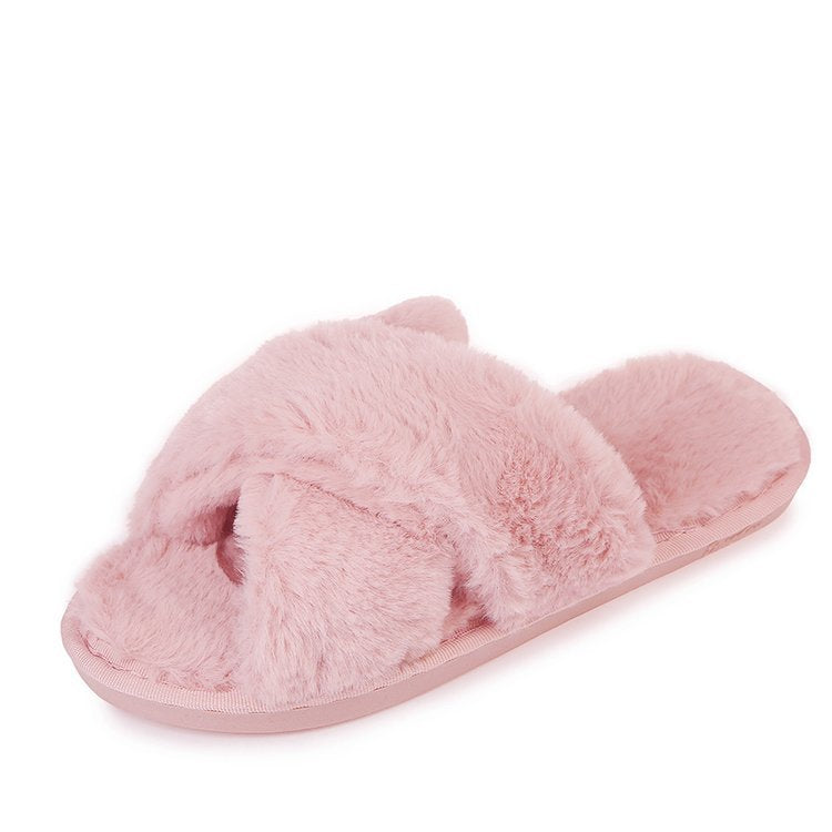 Home Cotton Slippers Non-slip Furry Slippers - Snapitonline