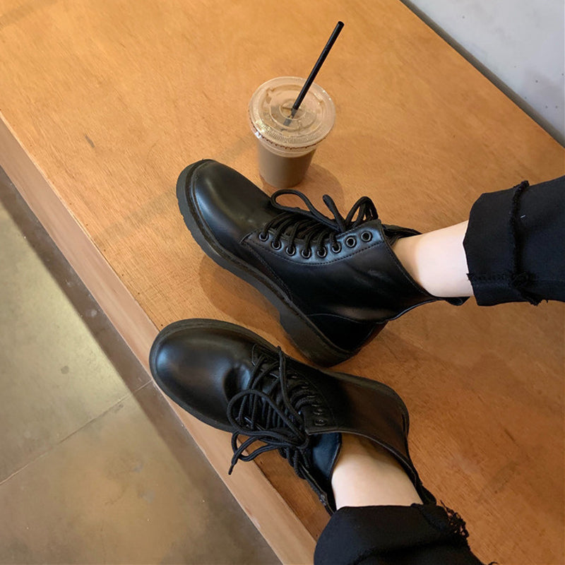 Low Heel Round Toe Martin Boots - Snapitonline