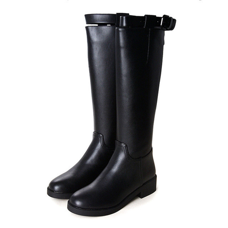 Leather riding boots high boots knee high heels boots - Snapitonline