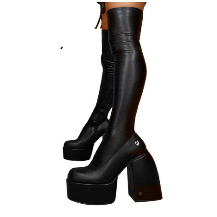 Women's Platform High Heel Boots Over The Knee Stretch Boots - Snapitonline
