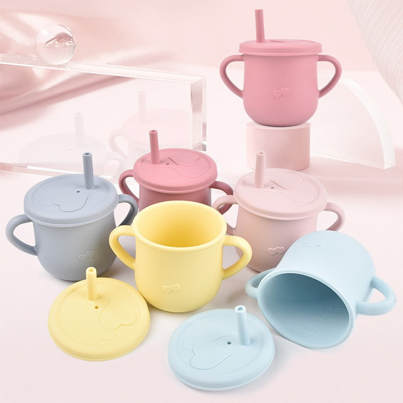 4/6/8 PCS Baby Soft Silicone Sucker Bowl Plate Cup Bibs Spoon Fork Sets Non-slip Tableware Children's Feeding Dishes BPA Free Snapitonline
