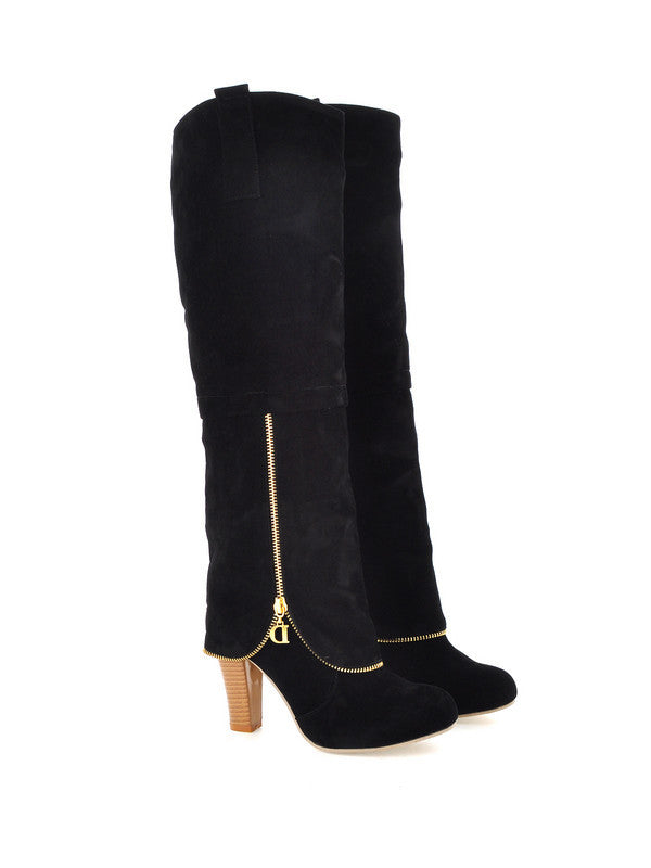 Suede frosted women's boots thick high-heeled boots - Snapitonline