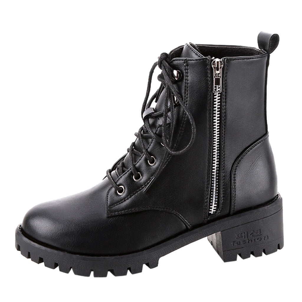 Ladies Vintage Combat Autumn Boots - Snapitonline