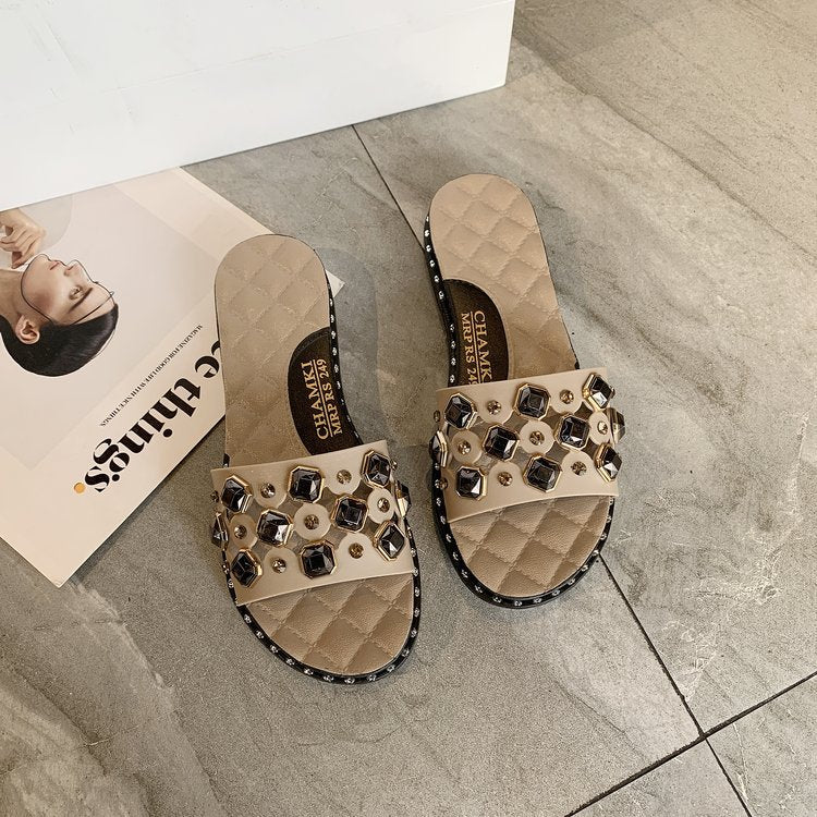 Rivet-shaped flat sandals - Snapitonline