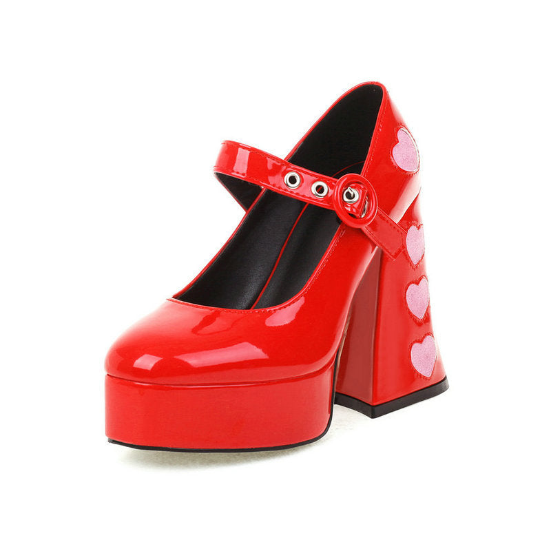 Women's High Heels New Love Stitching Platform Chunky - Snapitonline
