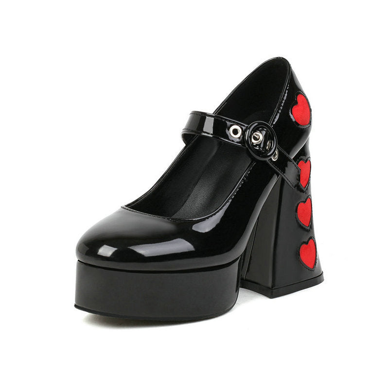 Women's High Heels New Love Stitching Platform Chunky - Snapitonline