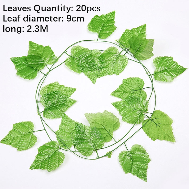Artificial Plant Vines Wall Hanging Rattan Leaves Branches Outdoor Garden Home Decoration Plastic Fake Silk Leaf Green Plant Ivy Snapitonline