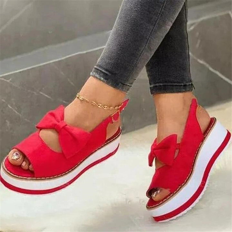 Casual Wedge Women's Single Shoes Platform Bow Cool Snapitonline
