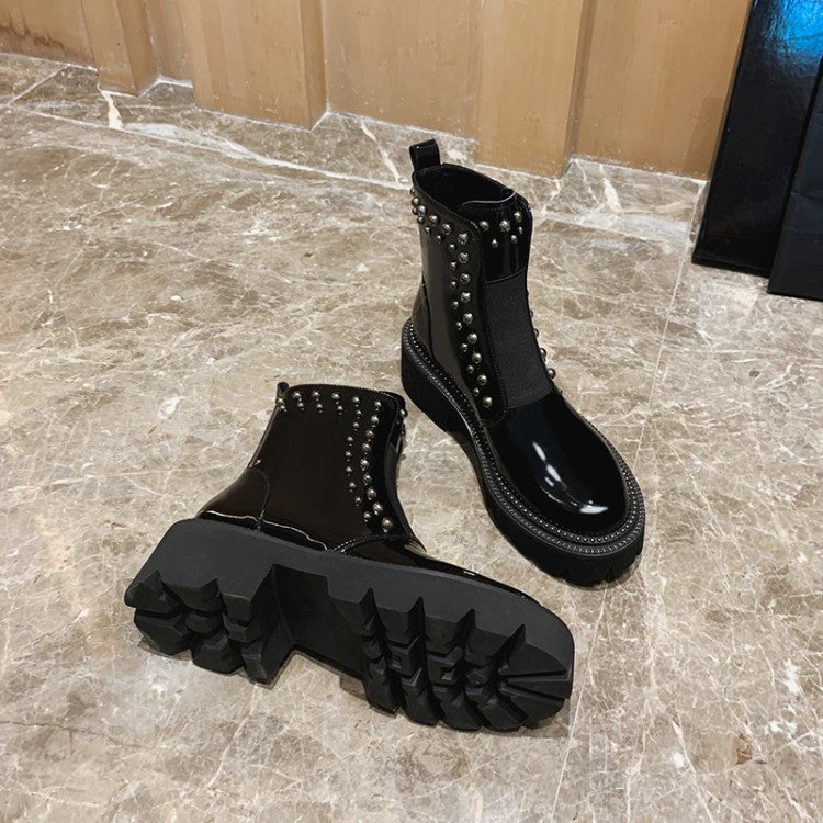 Cow patent leather Martin boots Snapitonline