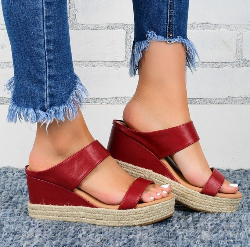 Fashionable Artificial PU Wedge Heel Women Sandals Snapitonline