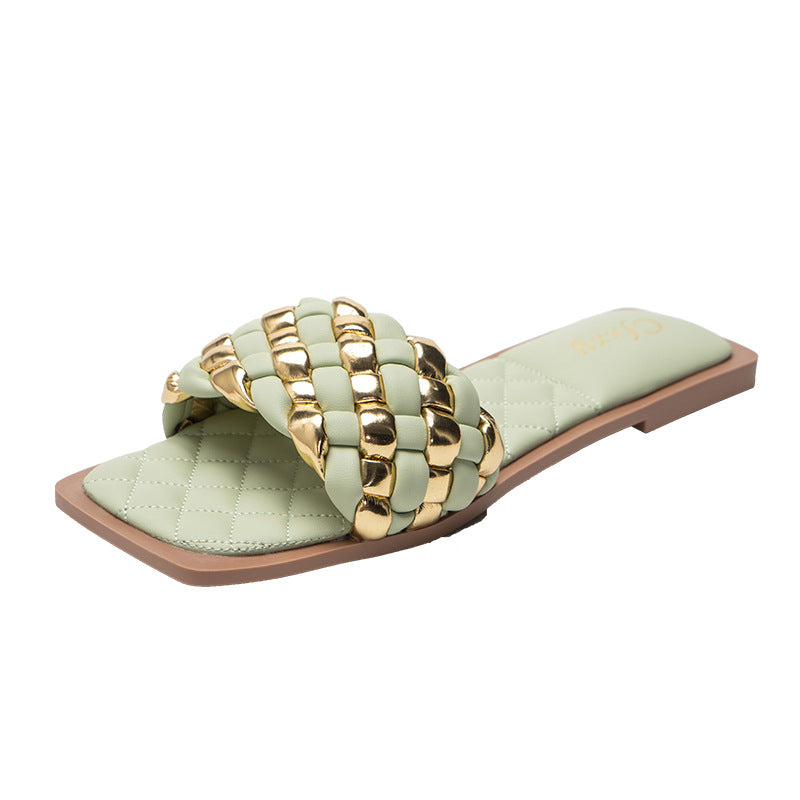 Female Slides Slippers Flat Heel Sandals Phnom Penh Woven Slippers Female Snapitonline