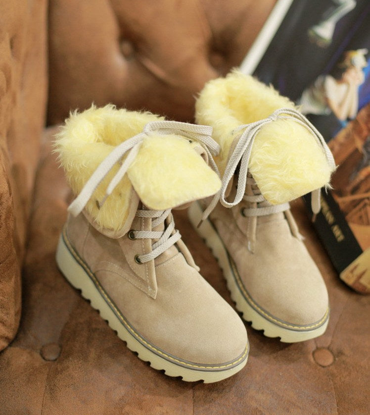 Frosted fur boots snow boots Lace Up Boots Snapitonline