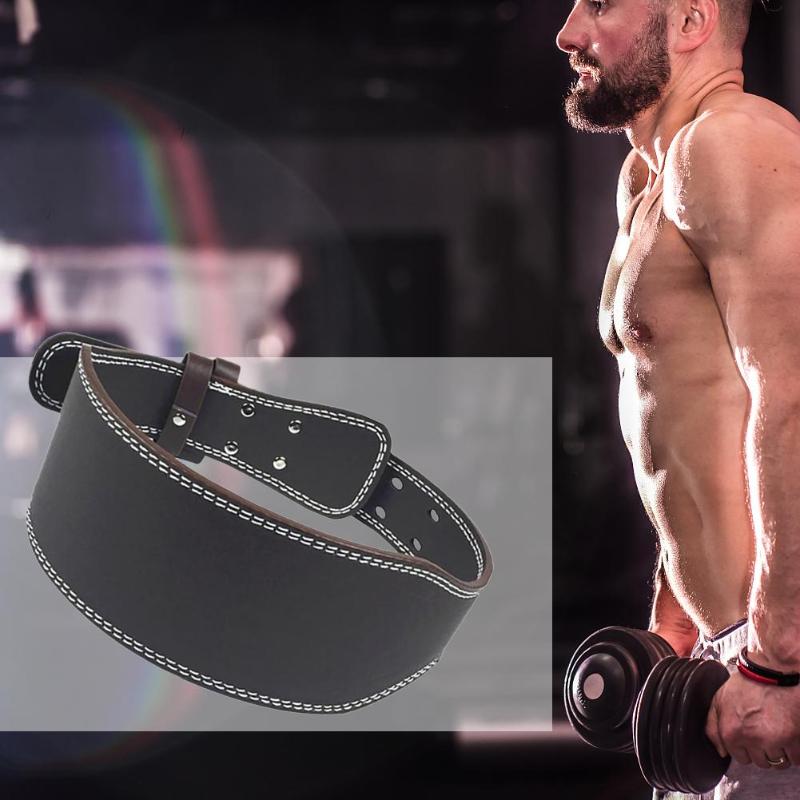 Leather Weightlifting Belt Gym Fitness Dumbbell Barbell Powerlifting Back Support Power Training Weight Lifting Belt - Snapitonline