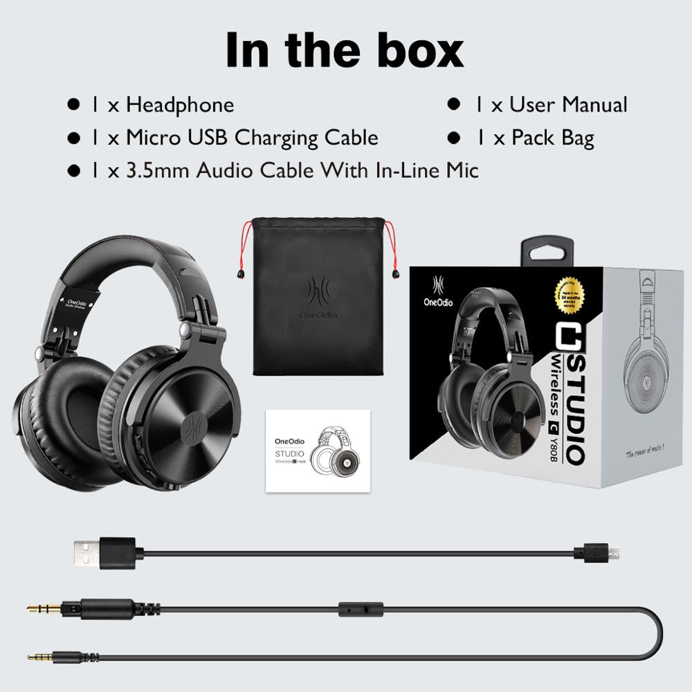 Oneodio Bluetooth Wireless Headphones With Microphone 90Hrs Foldable Over Ear Bluetooth 5.2 Headset For Mobile Phone PC Sports - Snapitonline