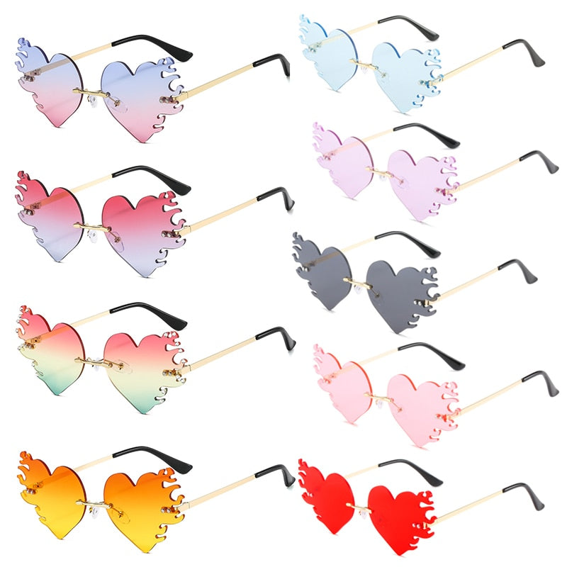 New Women Borderless Irregular Heart Shape UV400 Ocean Sunglasses Adult Personalized Gradient Sunglasses Female Fashion Glasses
