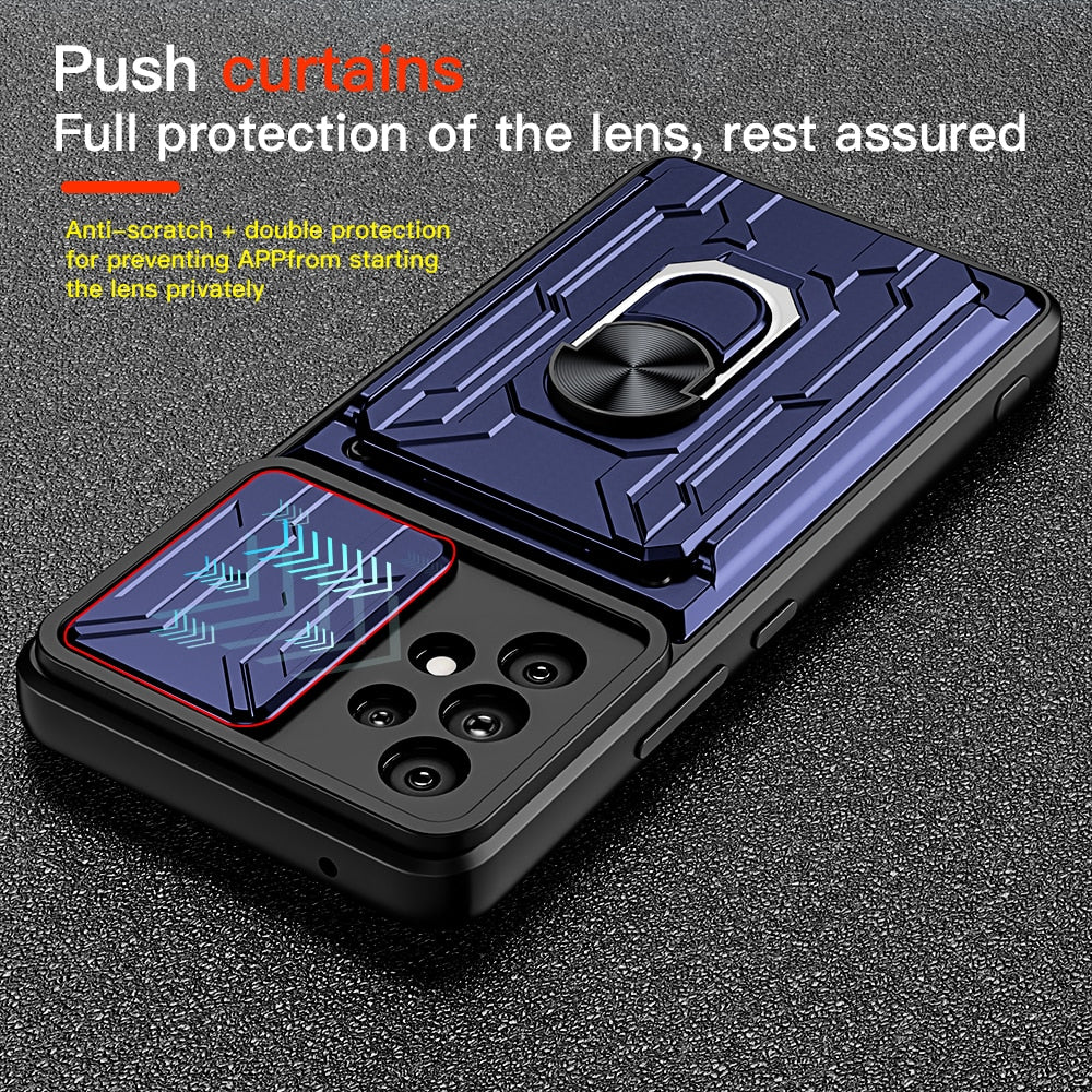 KEYSION Shockproof Case for Samsung A53 5G A33 A73 A52 A72 A32 A22 A12 Card Bag Camera Protection Phone Cover for Galaxy A23 A13