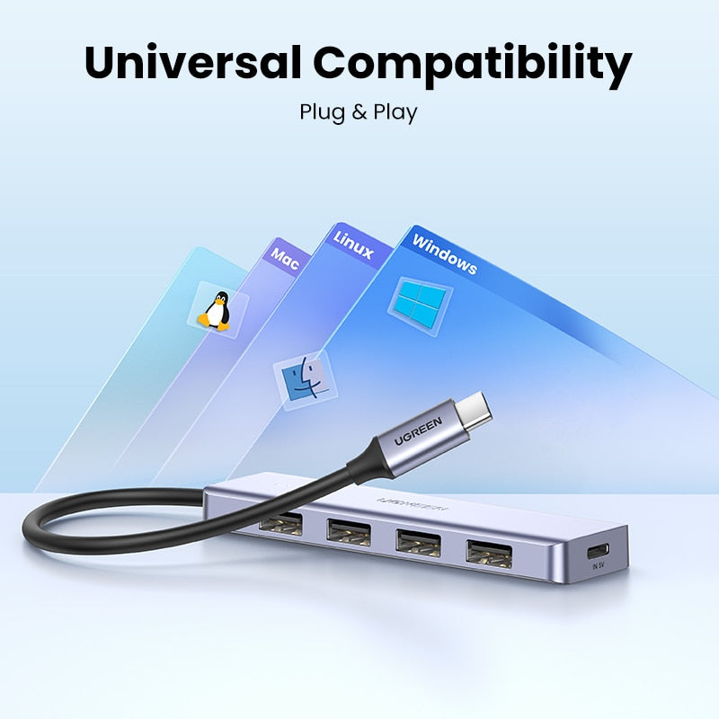 UGREEN USB C Hub 4 Ports USB Type C to USB 3.0 Hub Splitter Adapter for MacBook Pro iPad Pro Samsung Galaxy Note 10 S10 USB Hub - Snapitonline