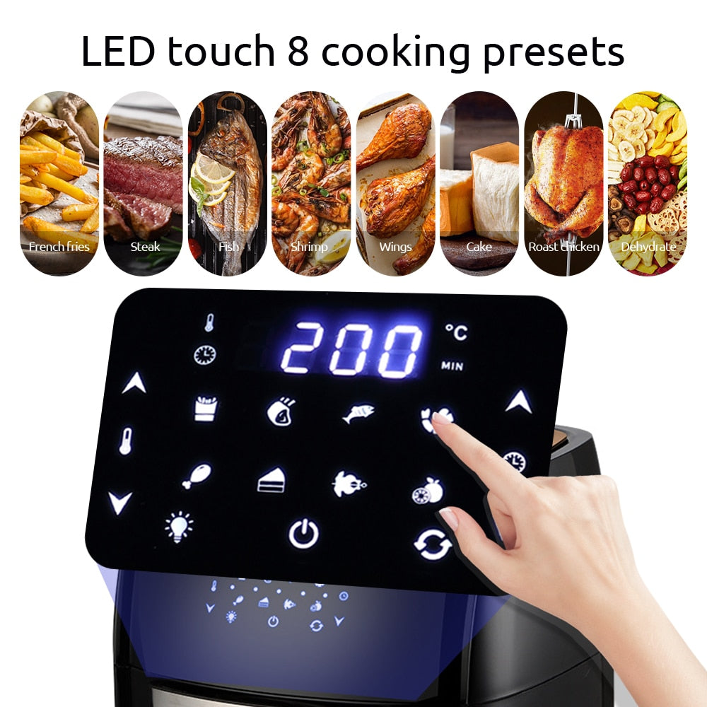 MIUI 10L/12.7QT Electric Air Fryer Oven MI-CYCLONE Rotisserie Dehydrator LED Large Capacity Chicken Frying Machine 5in1 - Snapitonline