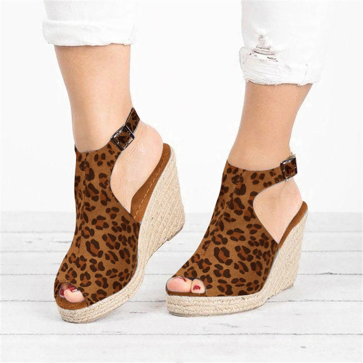 Women's Wedge High Heel Fish Mouth Roman Sandals - Snapitonline