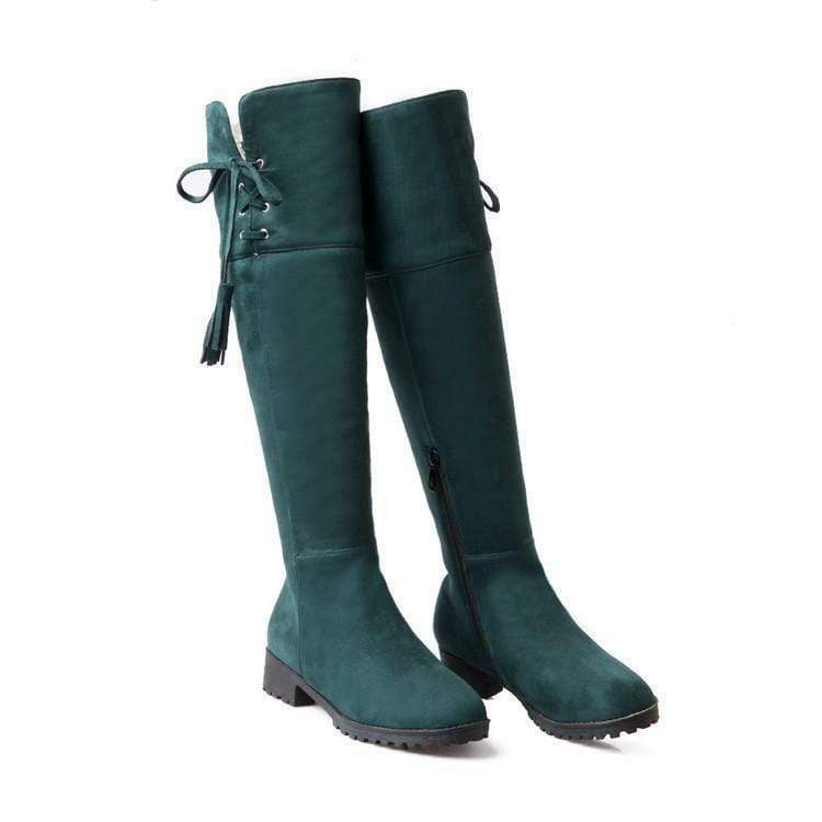 High-brushed Leather Boots Low-heel High Boots Martin Boots - Snapitonline