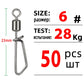 DNDYUJU 50pcs Fishing Connector Rolling Swivel With T-shape Snap Fishing Swivels Stainless Steel Beads Fishing Accessories