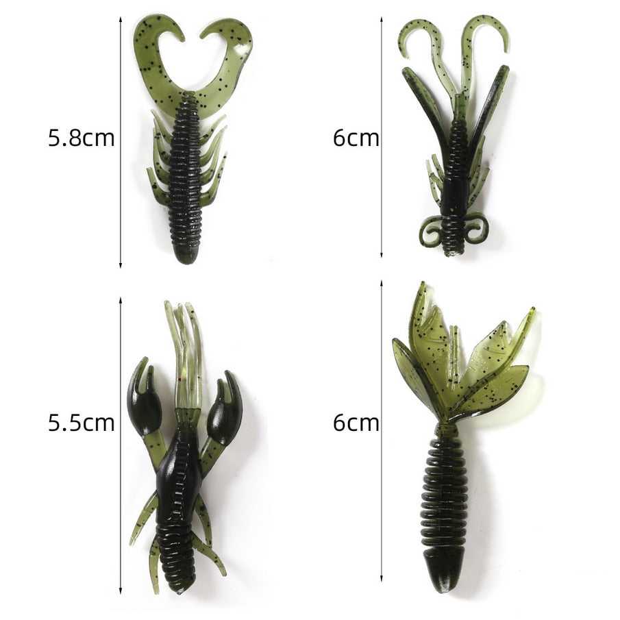 4pcs Soft lure Worms Fishing Lure Shaped 8g 6cm Wobblers Sets Shrimp Lure Silicone Bait Wobbler for Trolling Bass Fishing Tackle