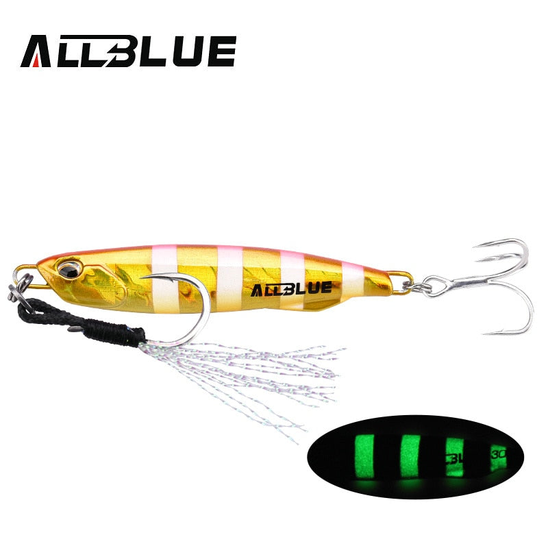 ALLBLUE DRAGER SLIM Metal Casting Jig Spoon 20G 30G Shore Drag Cast Jigging Sea Bass Lure Artificial Bait Fishing Tackle