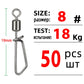 DNDYUJU 50pcs Fishing Connector Rolling Swivel With T-shape Snap Fishing Swivels Stainless Steel Beads Fishing Accessories