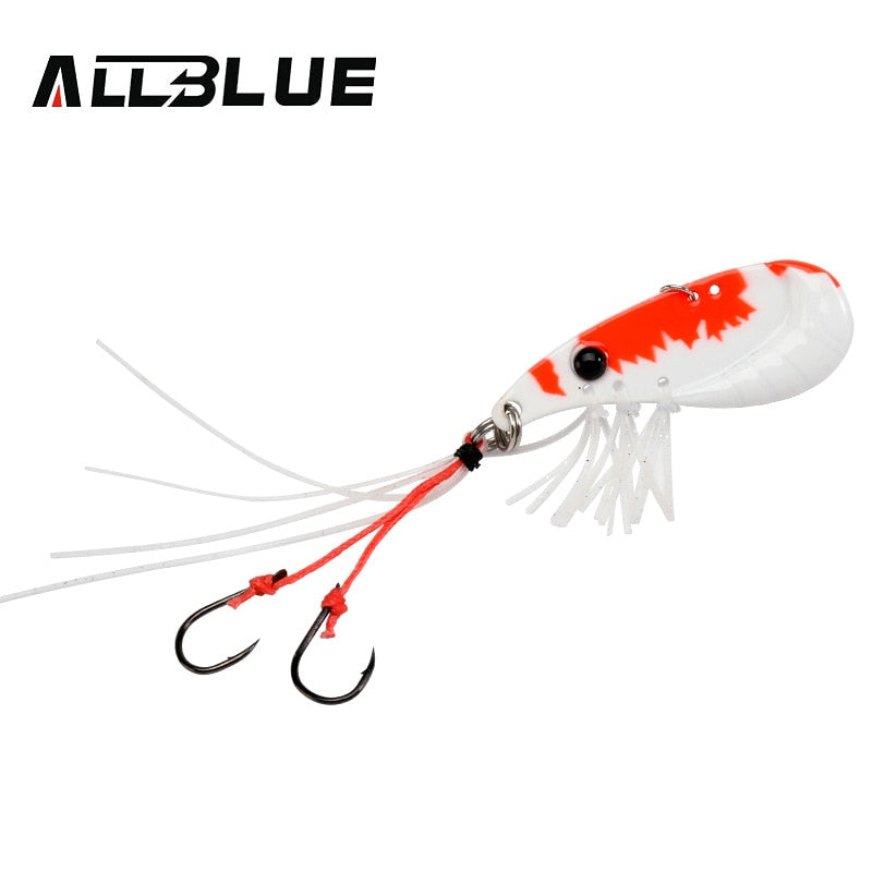 ALLBLUE Crazy Shrimp 7g 14g Metal VIB Sinking Blade Spoon Fishing Lure Bass Artificial Bait With Jig Assist Hook Rubber Skirt