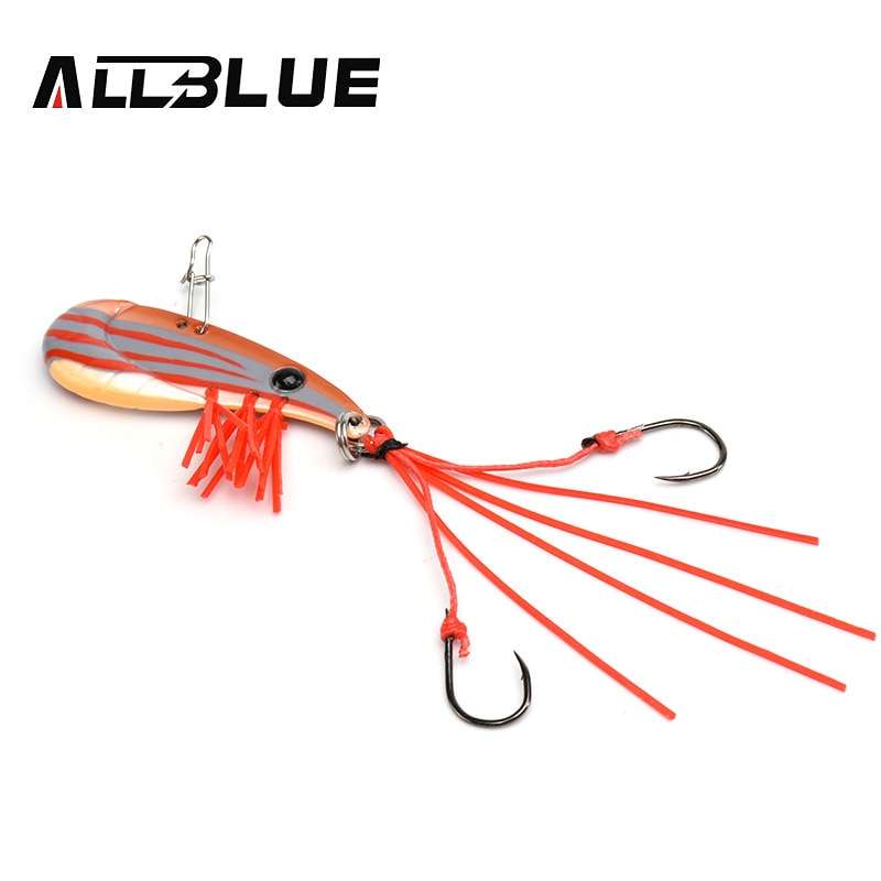 ALLBLUE Crazy Shrimp 7g 14g Metal VIB Sinking Blade Spoon Fishing Lure Bass Artificial Bait With Jig Assist Hook Rubber Skirt