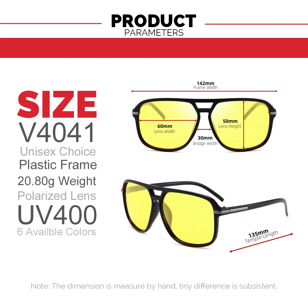 VIVIBEE Men Photochromic Night Vision Sunglasses Color Change Transition 2024 Yellow Big Sun Glasses Oversized Polarized Goggles