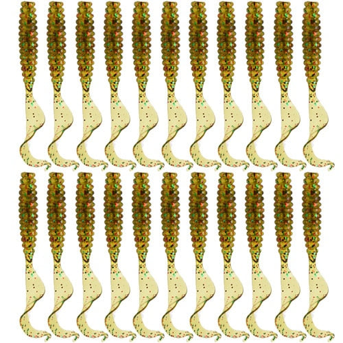 6cm 20pcs grub lure bait soft rubber silica worm lure fishing tackle for seawater and freshwater