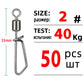 DNDYUJU 50pcs Fishing Connector Rolling Swivel With T-shape Snap Fishing Swivels Stainless Steel Beads Fishing Accessories