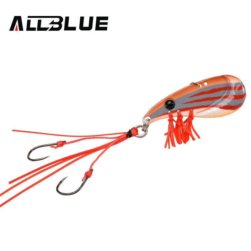 ALLBLUE Crazy Shrimp 7g 14g Metal VIB Sinking Blade Spoon Fishing Lure Bass Artificial Bait With Jig Assist Hook Rubber Skirt