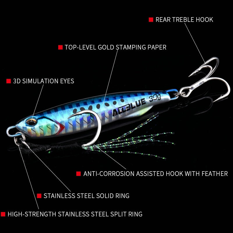 ALLBLUE DRAGER SLIM Metal Casting Jig Spoon 20G 30G Shore Drag Cast Jigging Sea Bass Lure Artificial Bait Fishing Tackle