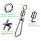 DNDYUJU 50pcs Fishing Connector Rolling Swivel With T-shape Snap Fishing Swivels Stainless Steel Beads Fishing Accessories