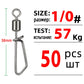 DNDYUJU 50pcs Fishing Connector Rolling Swivel With T-shape Snap Fishing Swivels Stainless Steel Beads Fishing Accessories