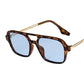 Retro Double Bridges Sunglasses Women Fashion Pink Gradient Eyewear Trending Hollow Leopard Blue Square Sun Glasses Men Shades