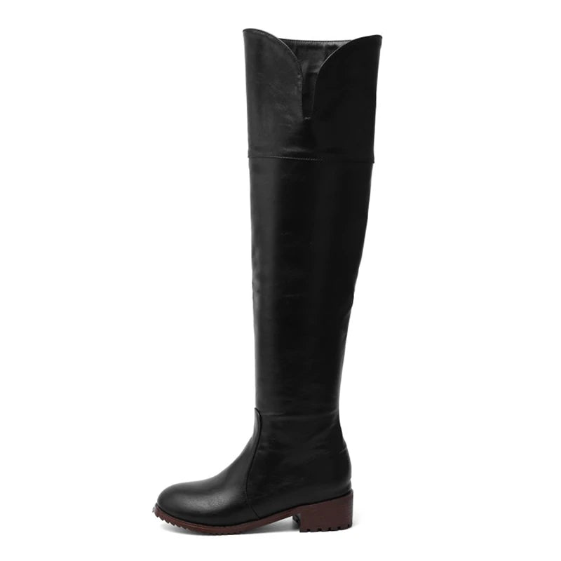 Women Over the Knee Boots Heels Long Boots Black Lady Shoes Big Size 44 45 46 Botine