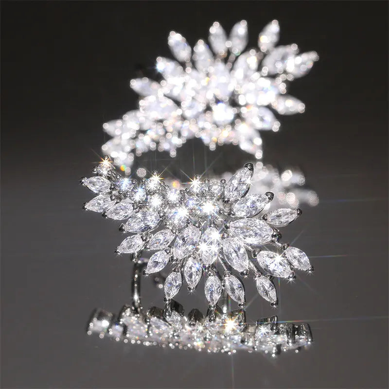 Huitan Gorgeous Women's Stud Earrings Dazzling CZ Stone Sparkling Ear-Piercing Earrings Party Jewelry