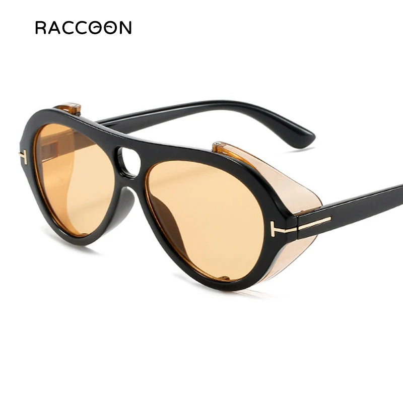 Vintage Pilot Sunglasses Women Fashion Luxury Brand Designer Tom Neughman Sun Glasses Men Classic Yellow Shades Side Cool Shield