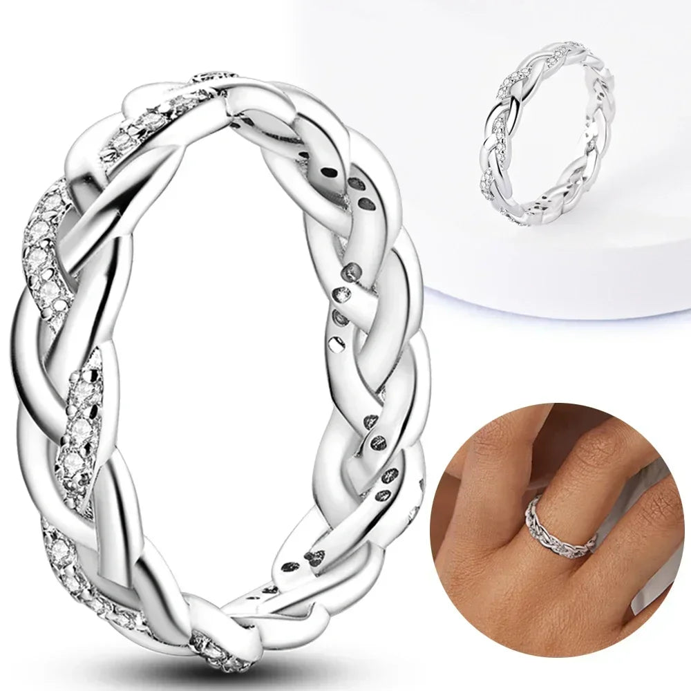 925 Sterling Silver Rings Stackable Colored Zircon Sun Moon Star Center for Women Original Silver 925 Wedding Ring Jewelry Gift