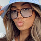 Retro Double Bridges Sunglasses Women Fashion Pink Gradient Eyewear Trending Hollow Leopard Blue Square Sun Glasses Men Shades