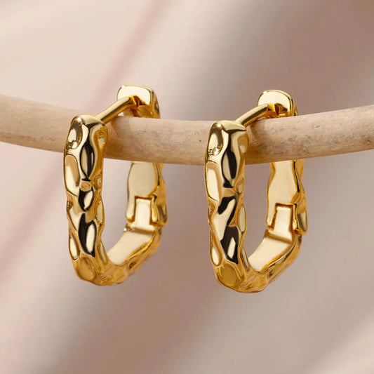 U-Shaped Square Hoop Earrings for Women Luxury Stainless Steel Circle Earring 2024 Trending New Wedding Aesthetic Jewelry aretes